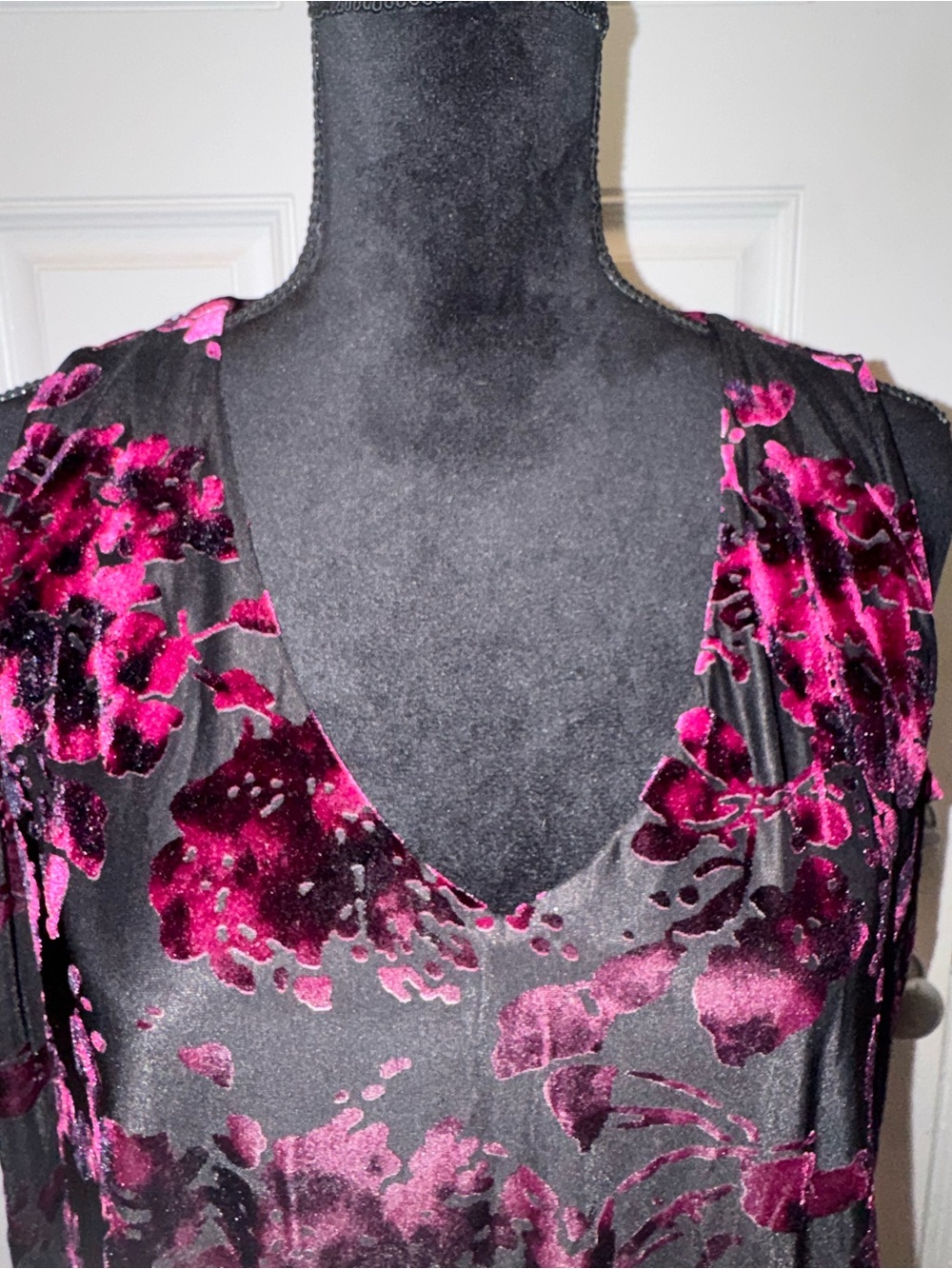Cato Black Dress with Magenta Floral Burnout 0411 - Picture 2 of 6